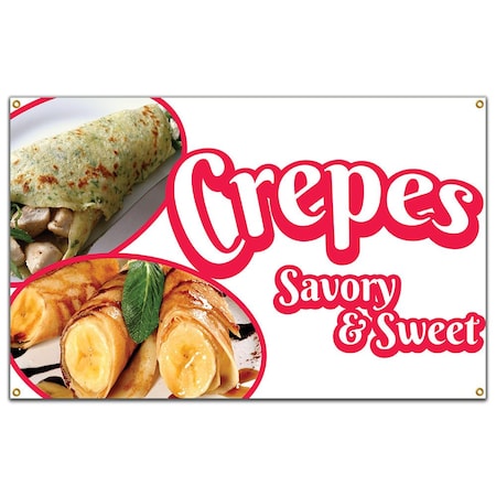 Crepes Savory And Sweet Banner Concession Stand Food Truck Single Sided